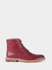 Joe Browns Red Leather Brogue Boots - Image 3 of 6