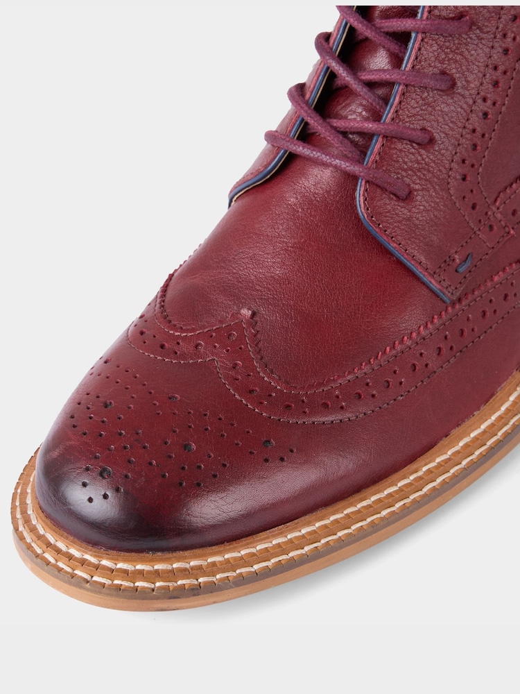 Joe Browns Red Leather Brogue Boots - Image 6 of 6 Joe Browns Red Leather Brogue Boots - Image 6 of 6