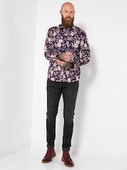 Joe Browns Brown Contrast Trim Floral Shirt - Image 3 of 5