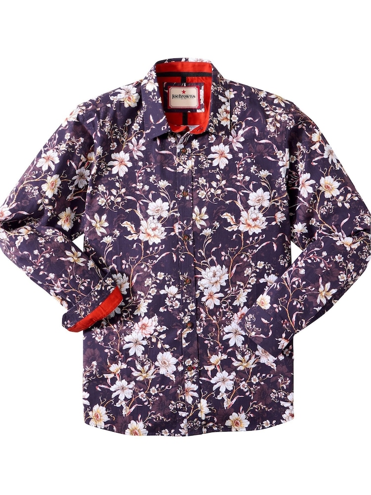 Joe Browns Brown Contrast Trim Floral Shirt - Image 5 of 5