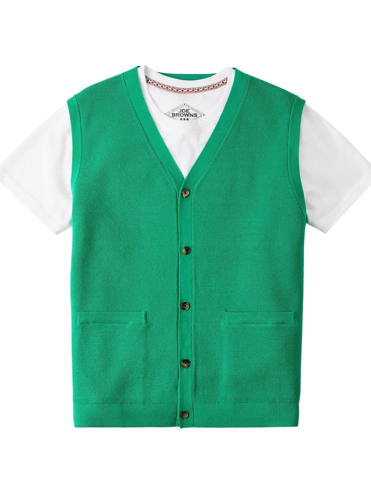 Joe Browns Green Smart Knit Waistcoat - Image 7 of 7