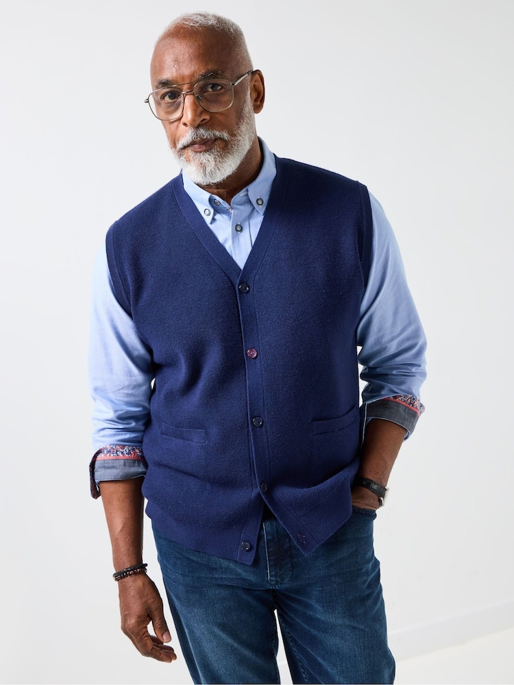 Joe Browns Blue Smart Knit Waistcoat - Image 1 of 5