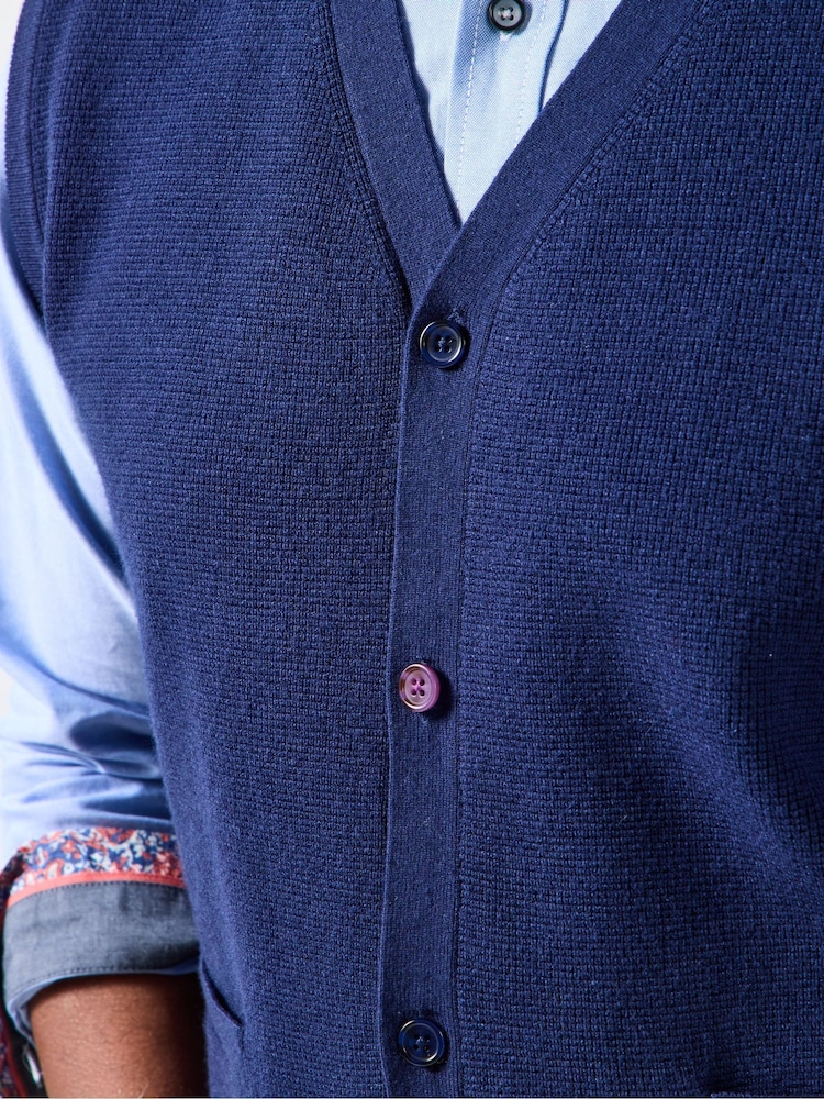Joe Browns Blue Smart Knit Waistcoat - Image 2 of 5