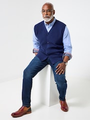 Joe Browns Blue Smart Knit Waistcoat - Image 3 of 5