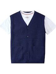 Joe Browns Blue Smart Knit Waistcoat - Image 5 of 5