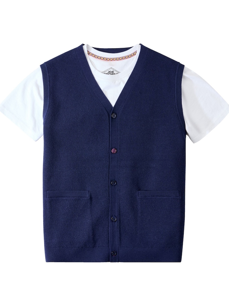 Joe Browns Blue Smart Knit Waistcoat - Image 5 of 5