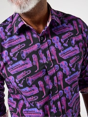 Joe Browns Purple Saxophone Print Shirt - Image 3 of 7