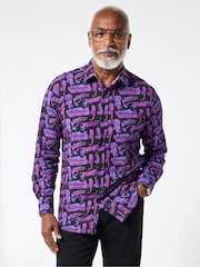 Joe Browns Purple Saxophone Print Shirt - Image 6 of 7