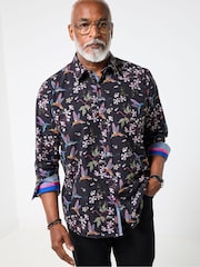 Joe Browns Black Floral Bird Print Shirt - Image 1 of 6