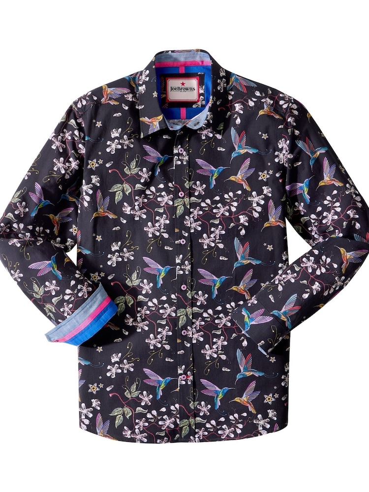 Joe Browns Black Floral Bird Print Shirt - Image 6 of 6