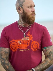 Joe Browns Purple Stylish Crew Neck Biker T-Shirt - Image 1 of 7
