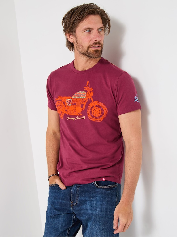 Joe Browns Purple Stylish Crew Neck Biker T-Shirt - Image 2 of 7 Joe Browns Purple Stylish Crew Neck Biker T-Shirt - Image 2 of 7