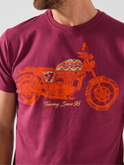 Joe Browns Purple Stylish Crew Neck Biker T-Shirt - Image 3 of 7