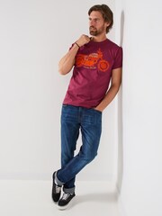 Joe Browns Purple Stylish Crew Neck Biker T-Shirt - Image 5 of 7
