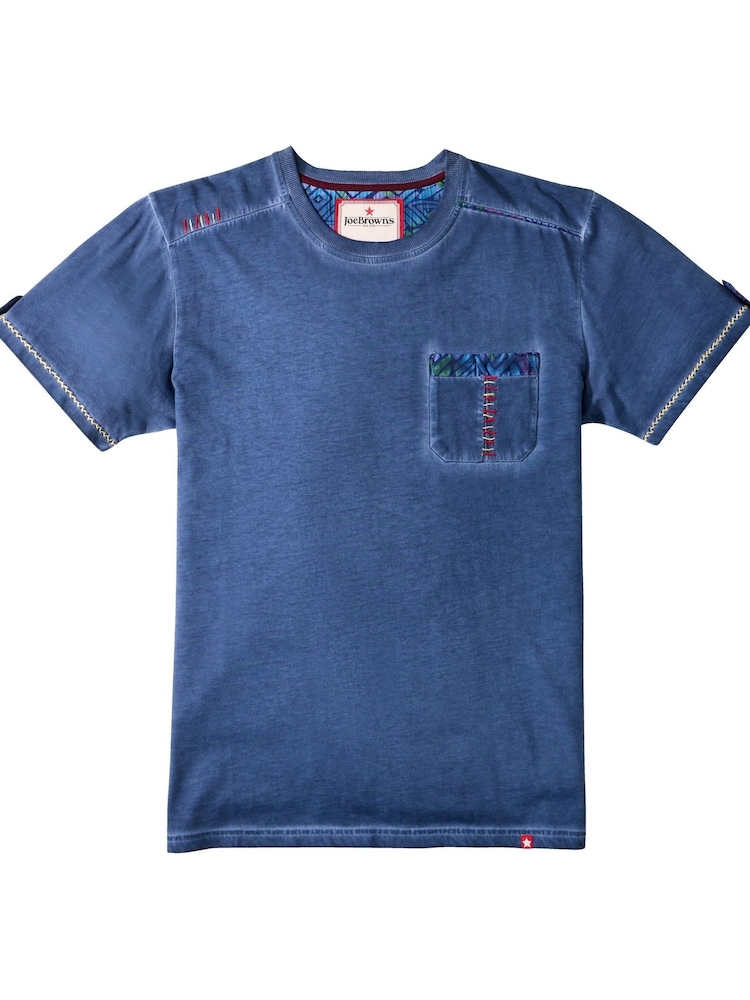 Joe Browns Blue Stylish Crew Neck T-Shirt - Image 6 of 6