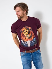 Joe Browns Purple Twin Needle Finish Stylish Graphic T-Shirt - Image 1 of 5