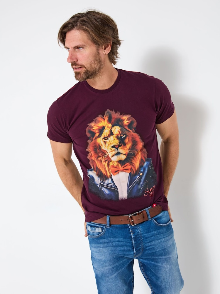 Joe Browns Purple Twin Needle Finish Stylish Graphic T-Shirt - Image 1 of 5