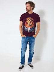 Joe Browns Purple Twin Needle Finish Stylish Graphic T-Shirt - Image 3 of 5