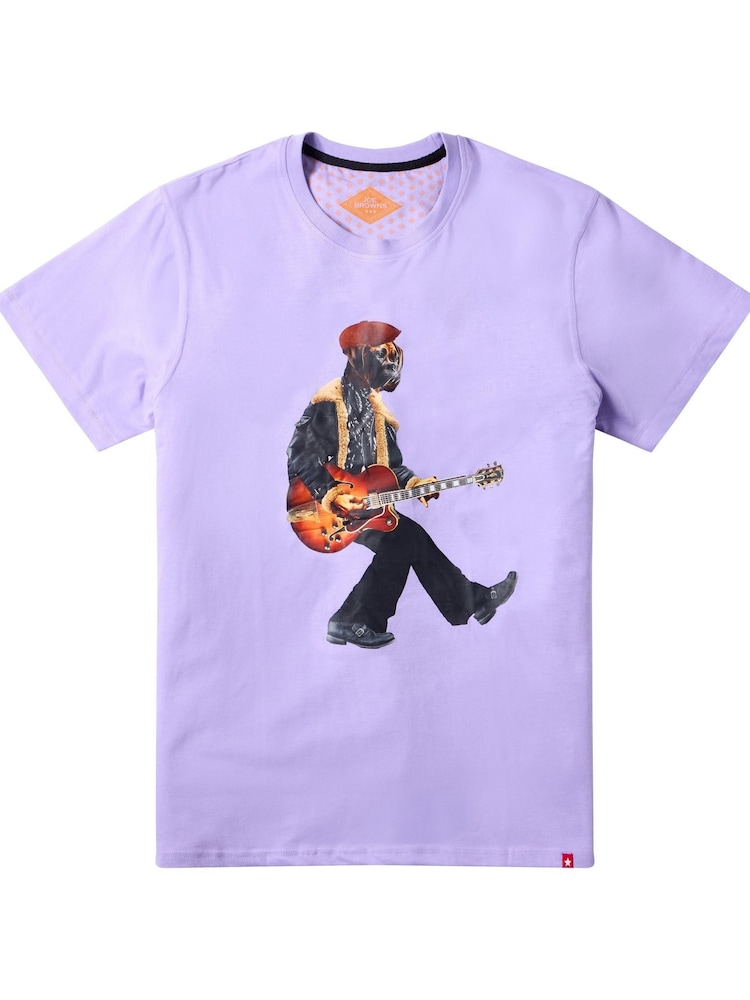 Joe Browns Purple Musician Crew Neck T-Shirt - Image 6 of 6