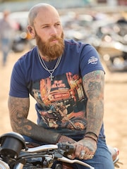 Joe Browns Blue Crew Neck Biker Style T-Shirt - Image 1 of 6