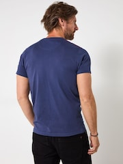 Joe Browns Blue Crew Neck Biker Style T-Shirt - Image 4 of 6