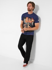 Joe Browns Blue Crew Neck Biker Style T-Shirt - Image 5 of 6