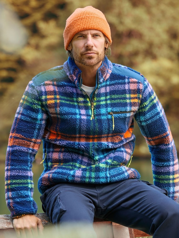 Joe Browns Blue Check Fleece Funnel - Image 1 of 8 Joe Browns Blue Check Fleece Funnel - Image 1 of 8
