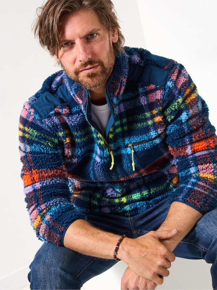 Joe Browns Blue Check Fleece Funnel - Image 2 of 8 Joe Browns Blue Check Fleece Funnel - Image 2 of 8