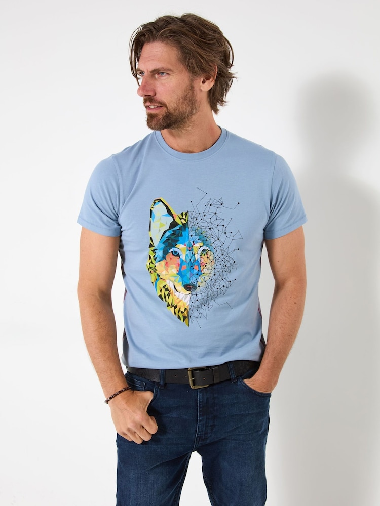 Joe Browns Blue Wolf Contrast Print T-Shirt - Image 1 of 6 Joe Browns Blue Wolf Contrast Print T-Shirt - Image 1 of 6