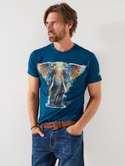 Joe Browns Blue Casual Short Sleeve Graphic T-Shirt - Image 1 of 6
