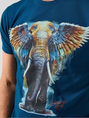 Joe Browns Blue Casual Short Sleeve Graphic T-Shirt - Image 4 of 6