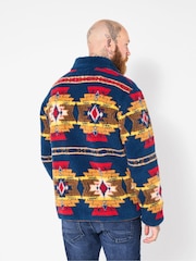 Joe Browns Blue Patterned Borg Funnel Fleece - Image 5 of 7