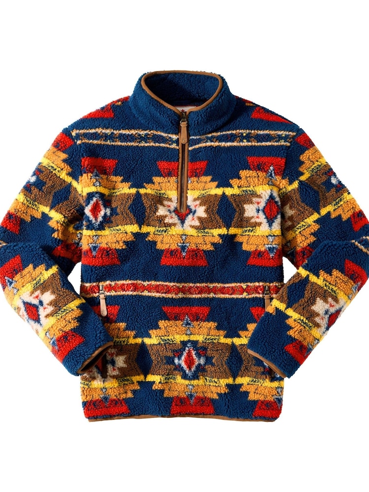 Joe Browns Blue Patterned Borg Funnel Fleece - Image 7 of 7 Joe Browns Blue Patterned Borg Funnel Fleece - Image 7 of 7
