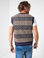 Joe Browns Blue Bold Pattern Knitted Waistcoat - Image 4 of 6