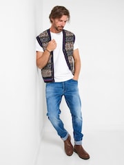 Joe Browns Blue Bold Pattern Knitted Waistcoat - Image 5 of 6