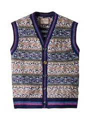 Joe Browns Blue Bold Pattern Knitted Waistcoat - Image 6 of 6