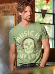 Joe Browns Green Skull Music T-Shirt - Image 1 of 7