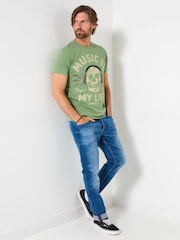 Joe Browns Green Skull Music T-Shirt - Image 5 of 7