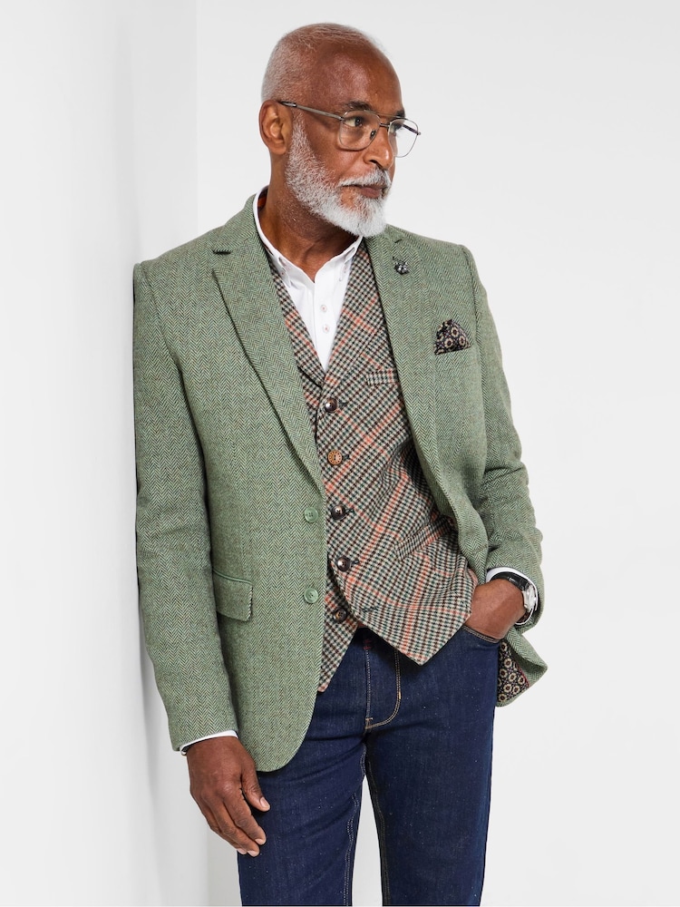 Joe Browns Green Charming Herringbone Blazer - Image 2 of 6