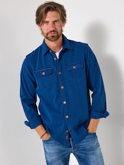Joe Browns Blue Embroidered Stitch Detail Shirt - Image 1 of 8