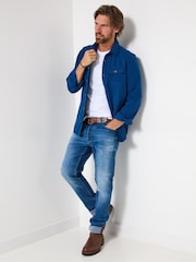 Joe Browns Blue Embroidered Stitch Detail Shirt - Image 5 of 8
