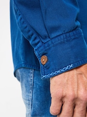 Joe Browns Blue Embroidered Stitch Detail Shirt - Image 7 of 8