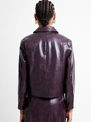 French Connection Red Kayleigh PU Bomber Jacket - Image 2 of 4