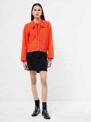 French Connection Orange Varli Long Sleeves Tie Neck Cardigan - Image 1 of 4