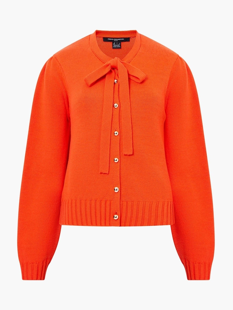 French Connection Orange Varli Long Sleeves Tie Neck Cardigan - Image 4 of 4