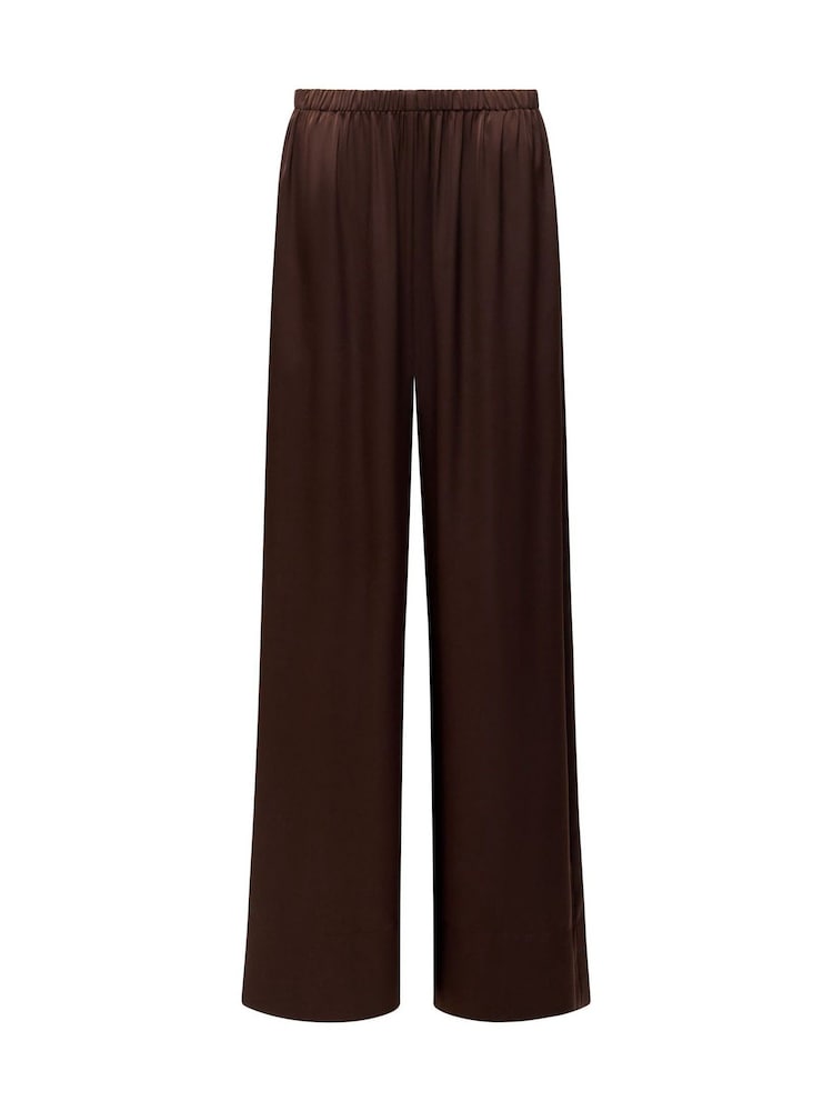 French Connection Brown Bernadetta Satin Wide Leg Pants - Image 1 of 1