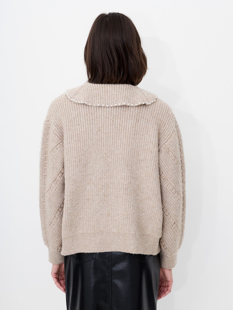 French Connection Natural Kitty Pearl Long Sleeves Cardigan - Image 2 of 4 French Connection Natural Kitty Pearl Long Sleeves Cardigan - Image 2 of 4