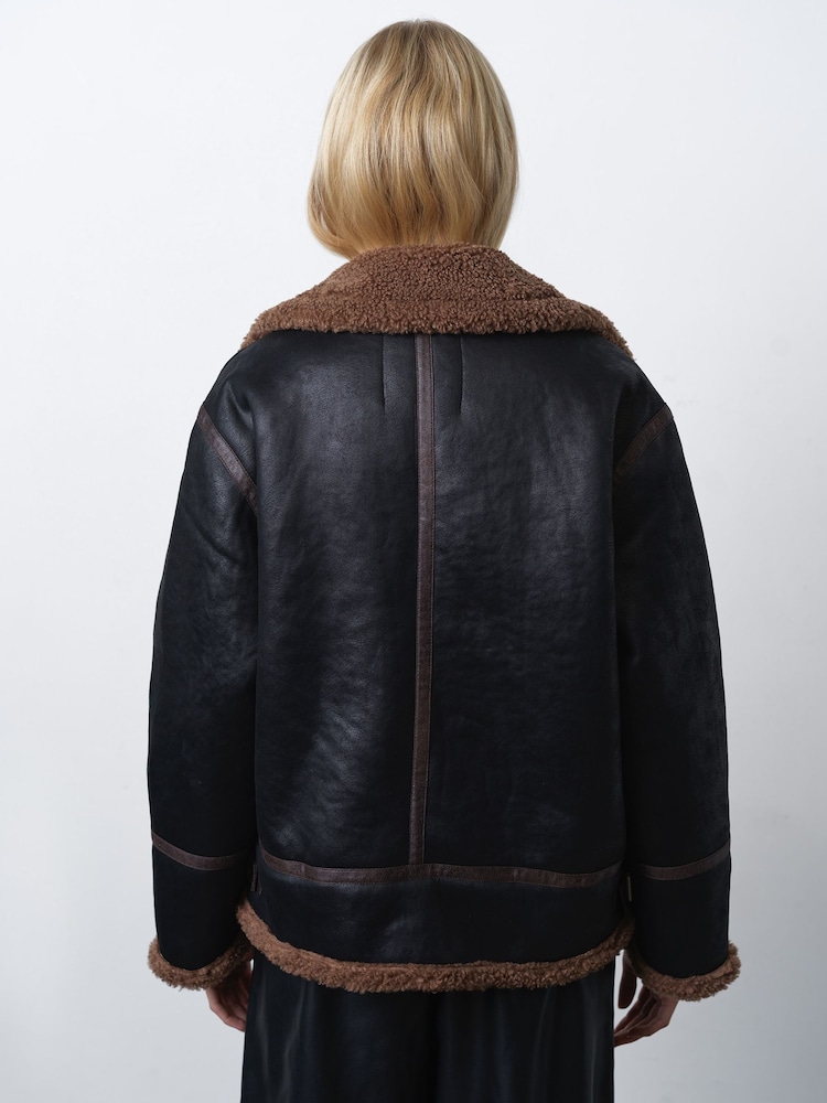 French Connection Black Suedette Zip Up Jacket - Image 2 of 4