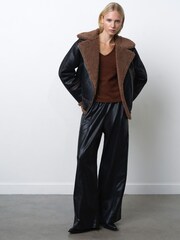 French Connection Black Suedette Zip Up Jacket - Image 3 of 4