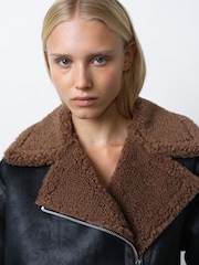 French Connection Black Suedette Zip Up Jacket - Image 6 of 8